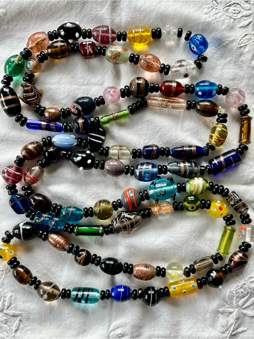 Handmade Murano Multicolor Glass Bead Necklace